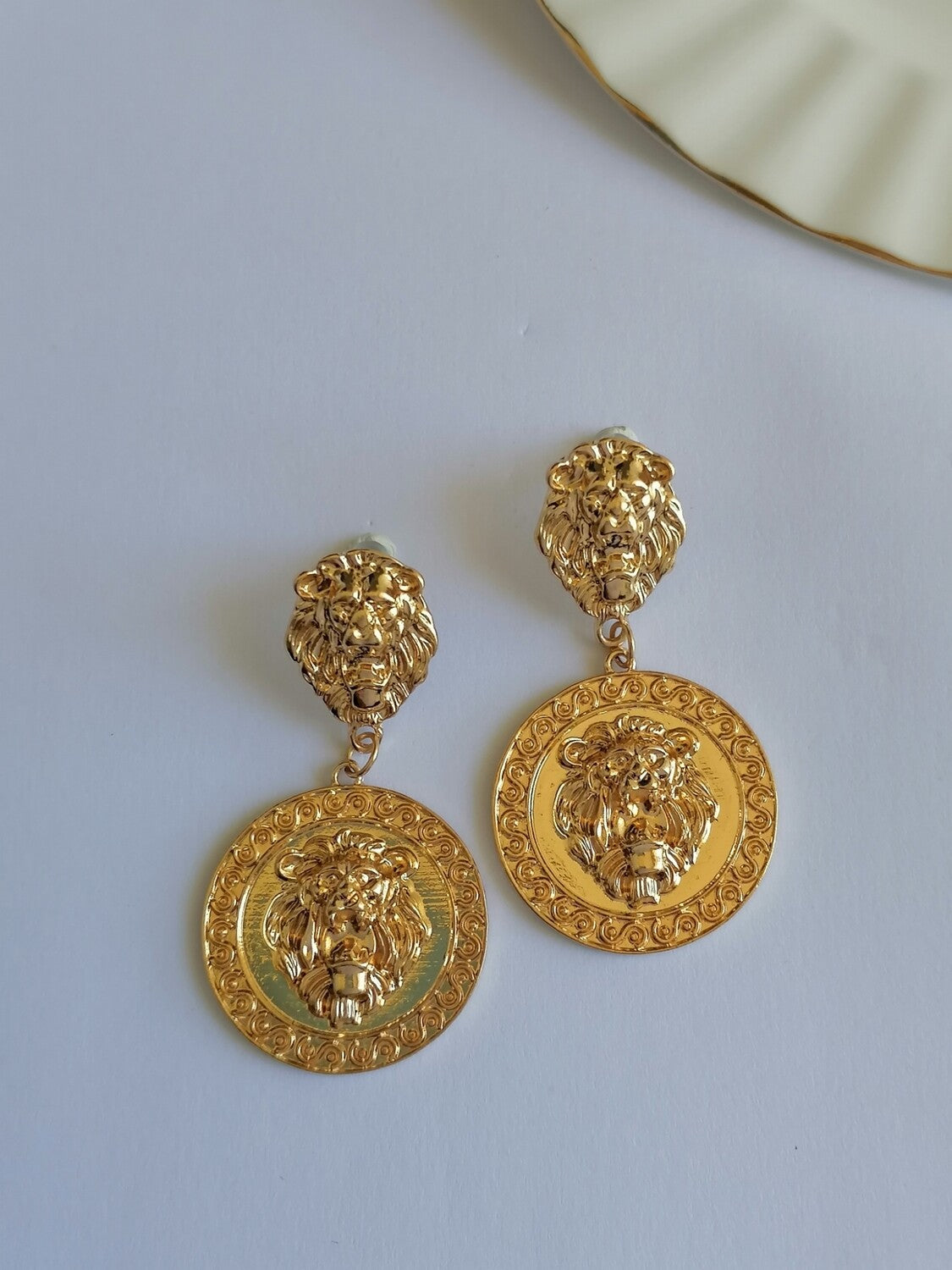 Gold Lion Earrings
