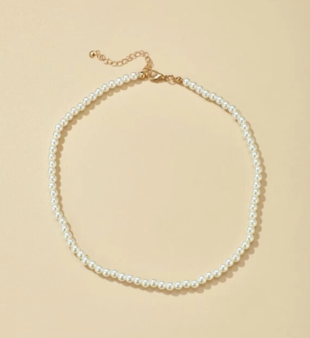 Plain White Faux Pearl Beaded Choker