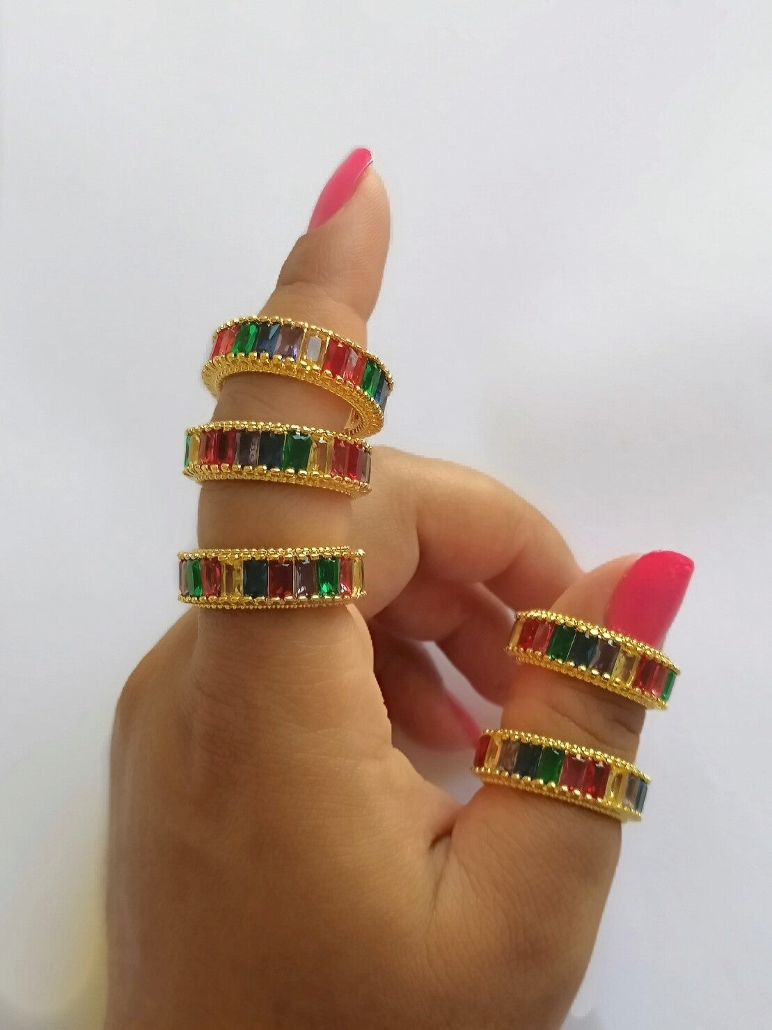 Multicolor Gemstone Cuff Ring