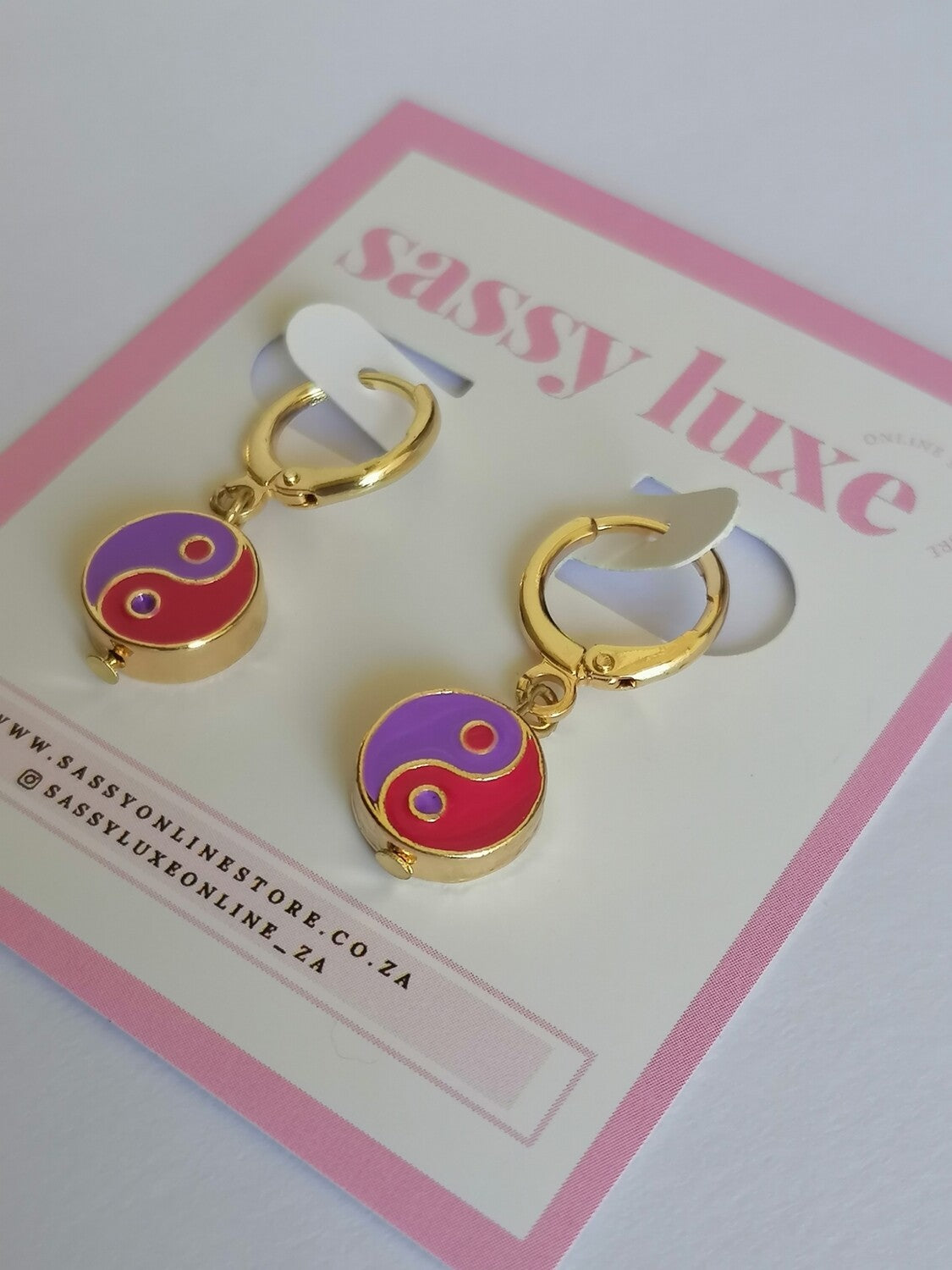 Pink & Purple Yin & Yang Earrings