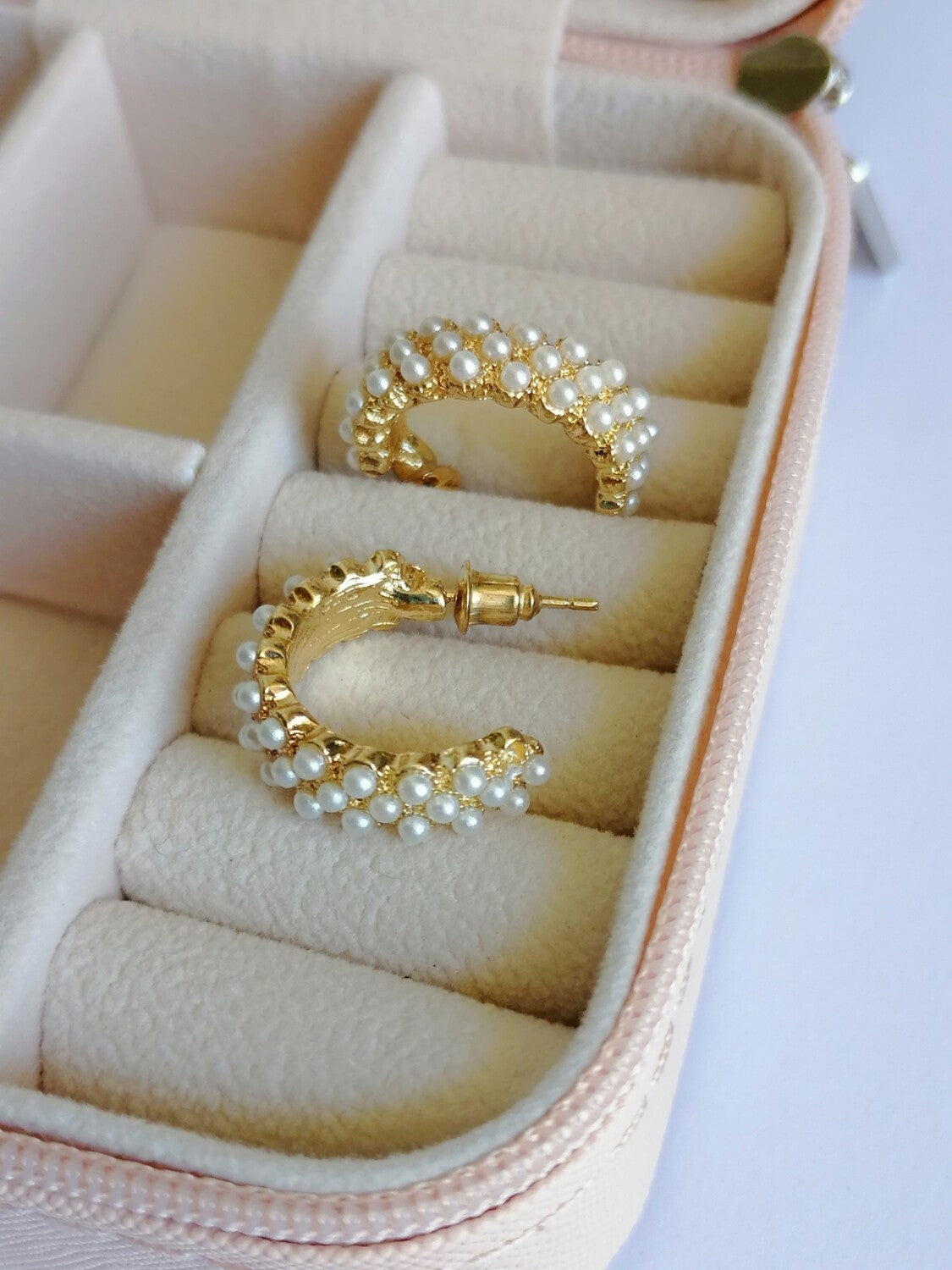 Dainty Pearl Hoop Earrings