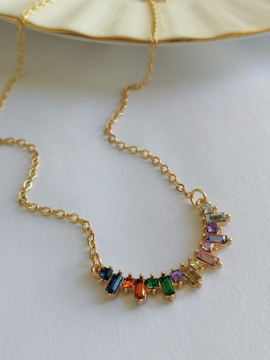 Multicolor Baguette Necklace