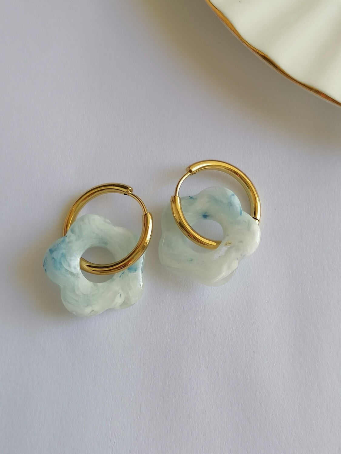 Daisy Charm Earrings - Baby Blue