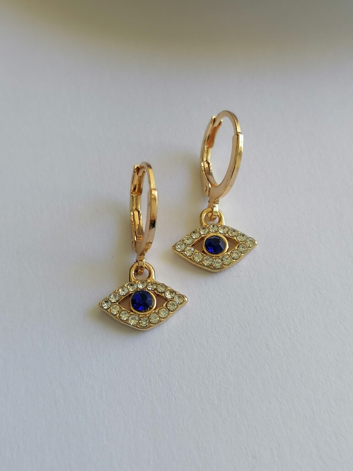 Evil Eye Rhinestone Huggie Earrings