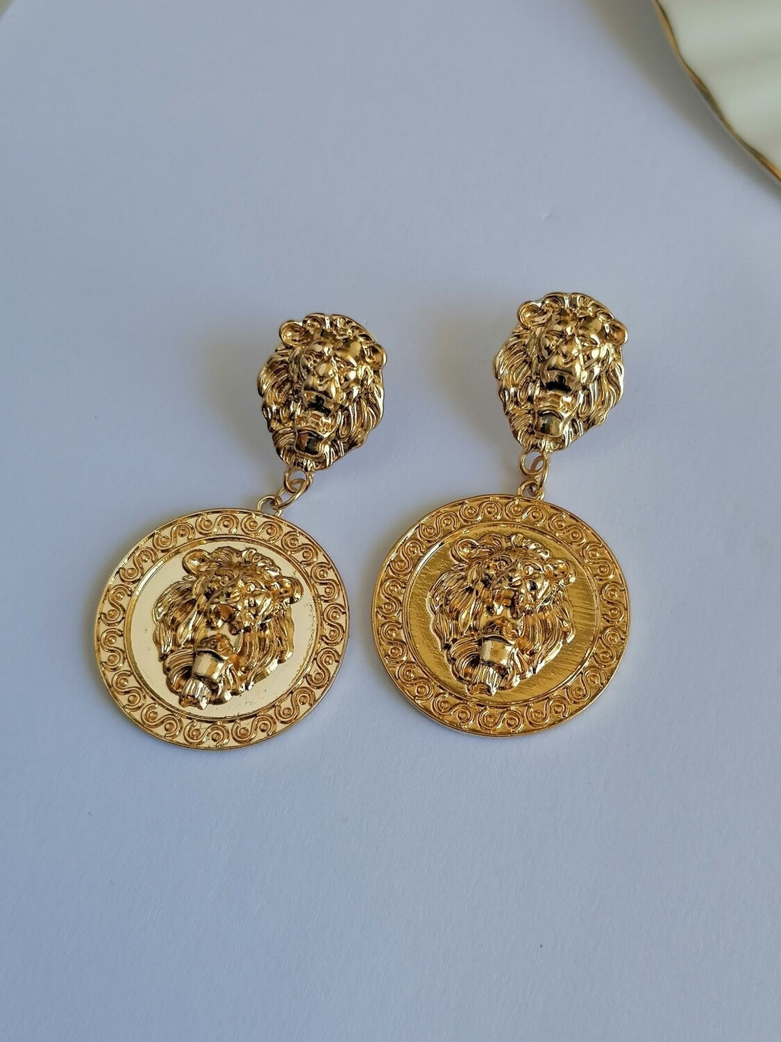 Gold Lion Earrings