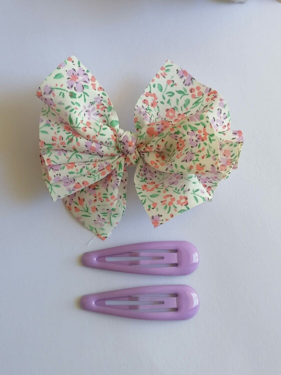 Purple Floral Bow Hair Clips- 3pcs