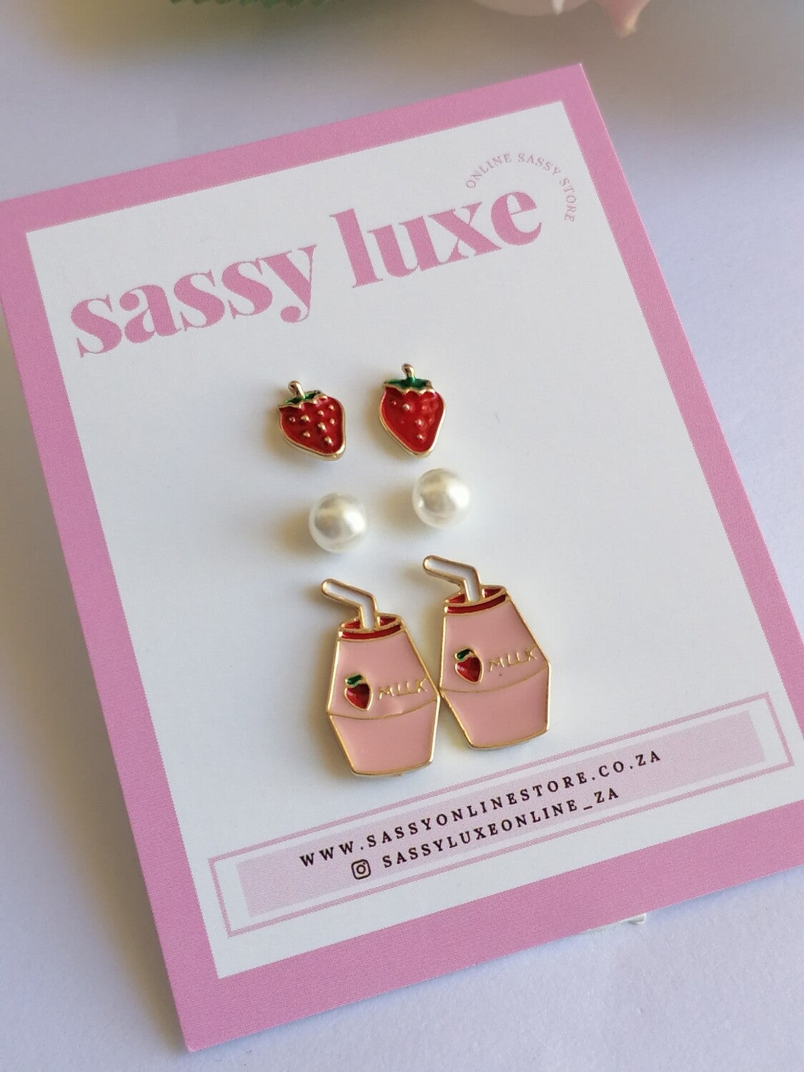 Strawberry Milkshake Earring Set