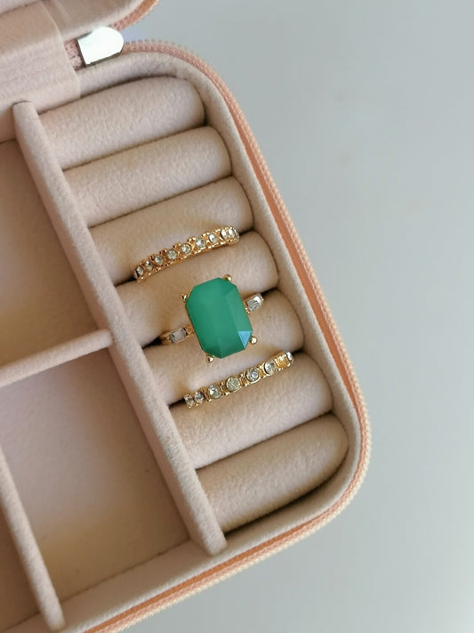 Green Gem Ring Stack