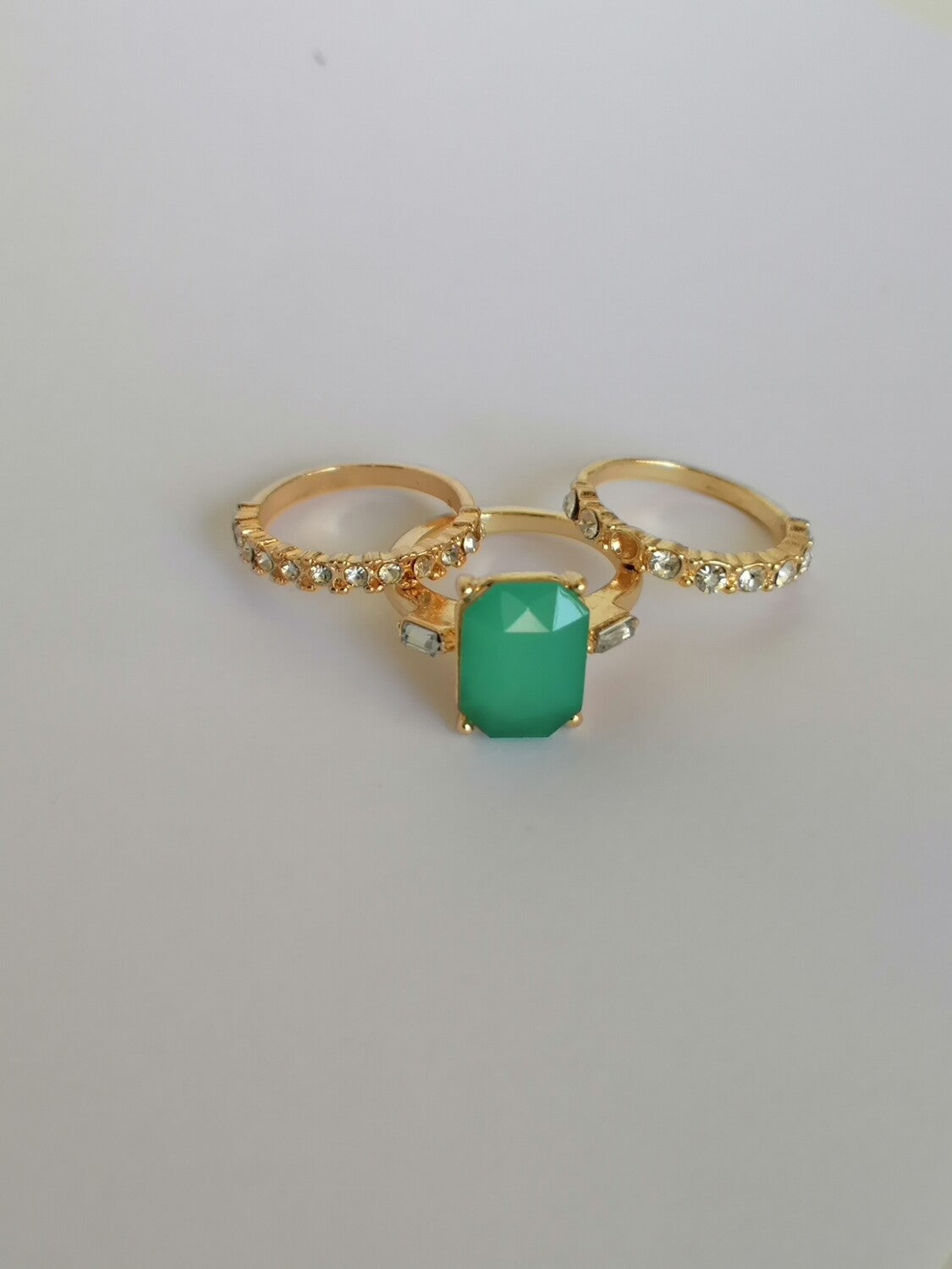 Green Gem Ring Stack