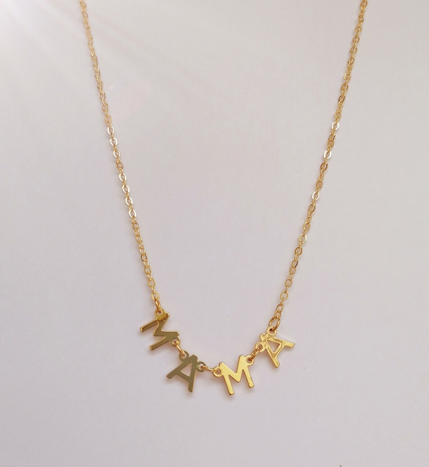 Gold Polished Mama Necklace