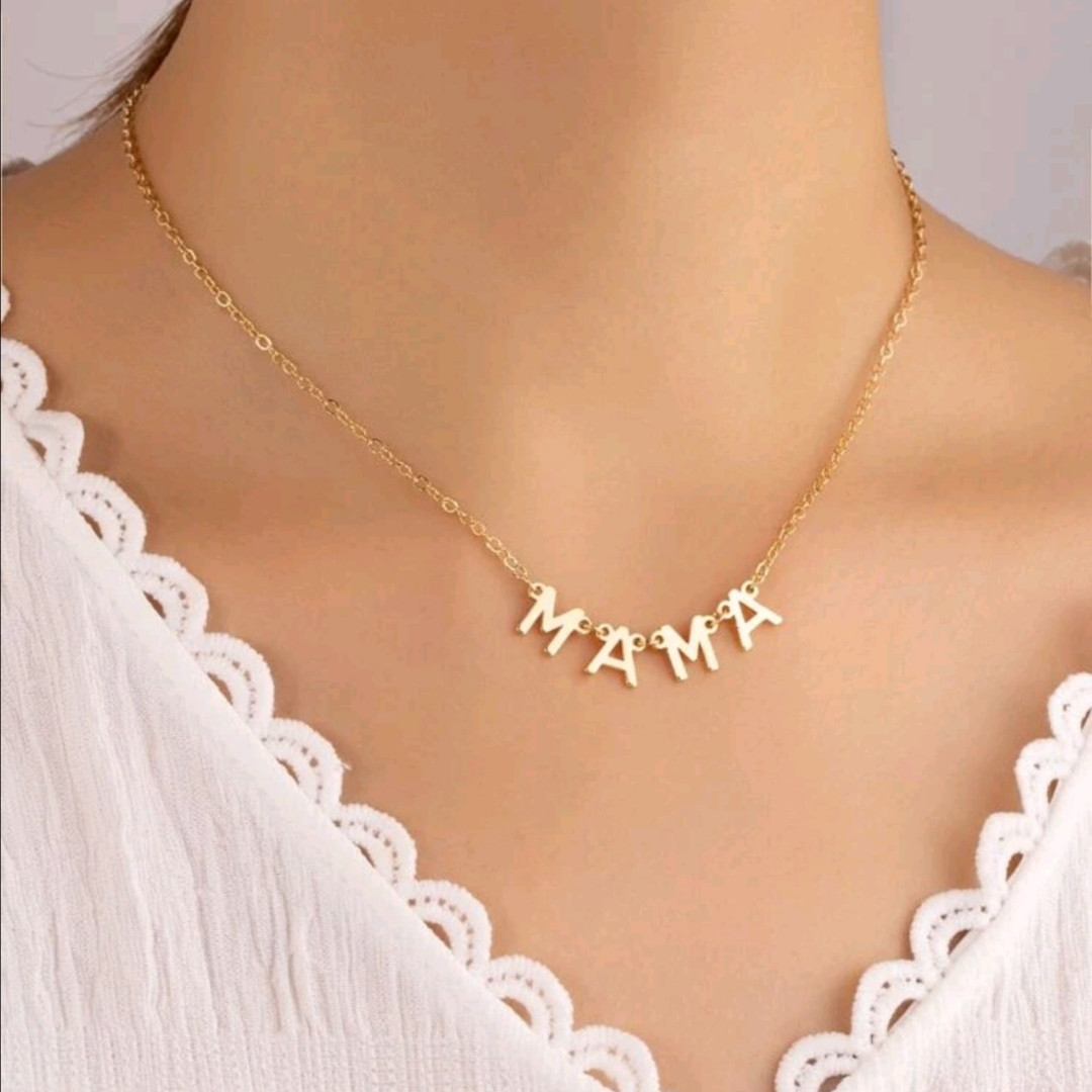 Gold Polished Mama Necklace