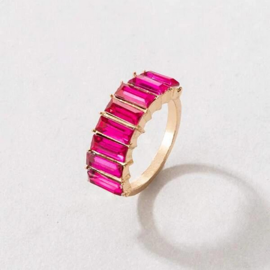 Hot Pink Rhinestone Ring