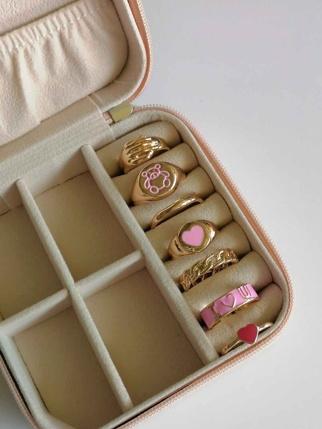 7pcs Gold & Pink Ring Stack