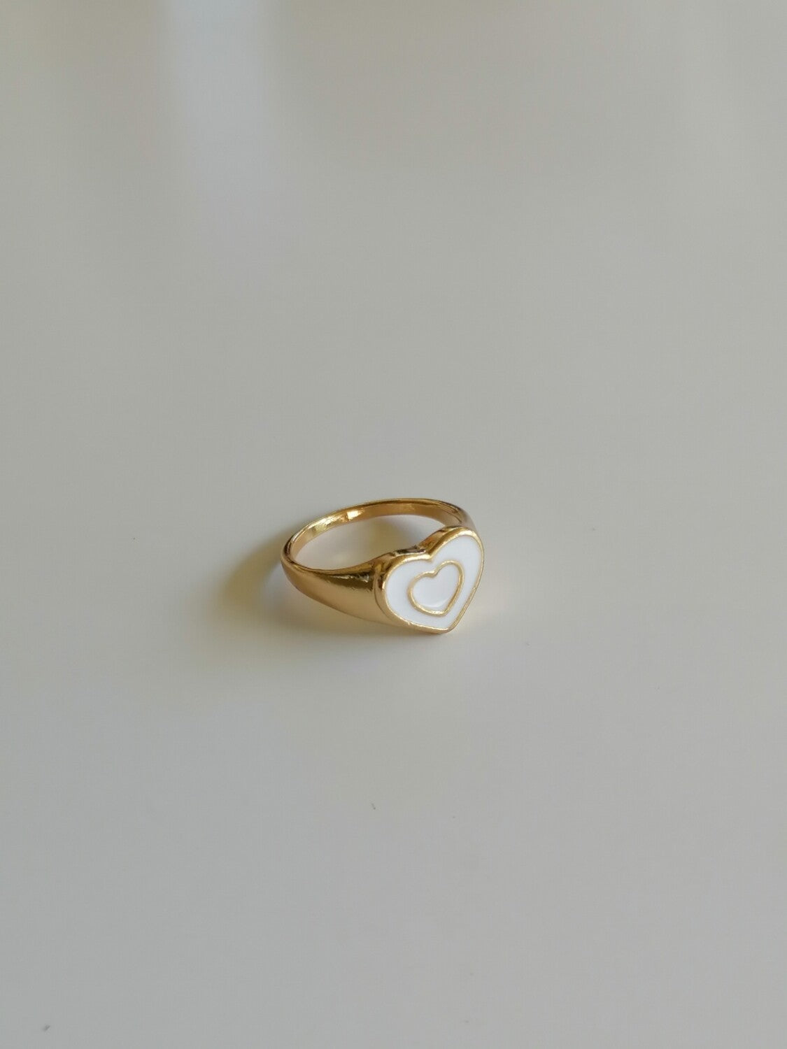 White Double Heart Ring