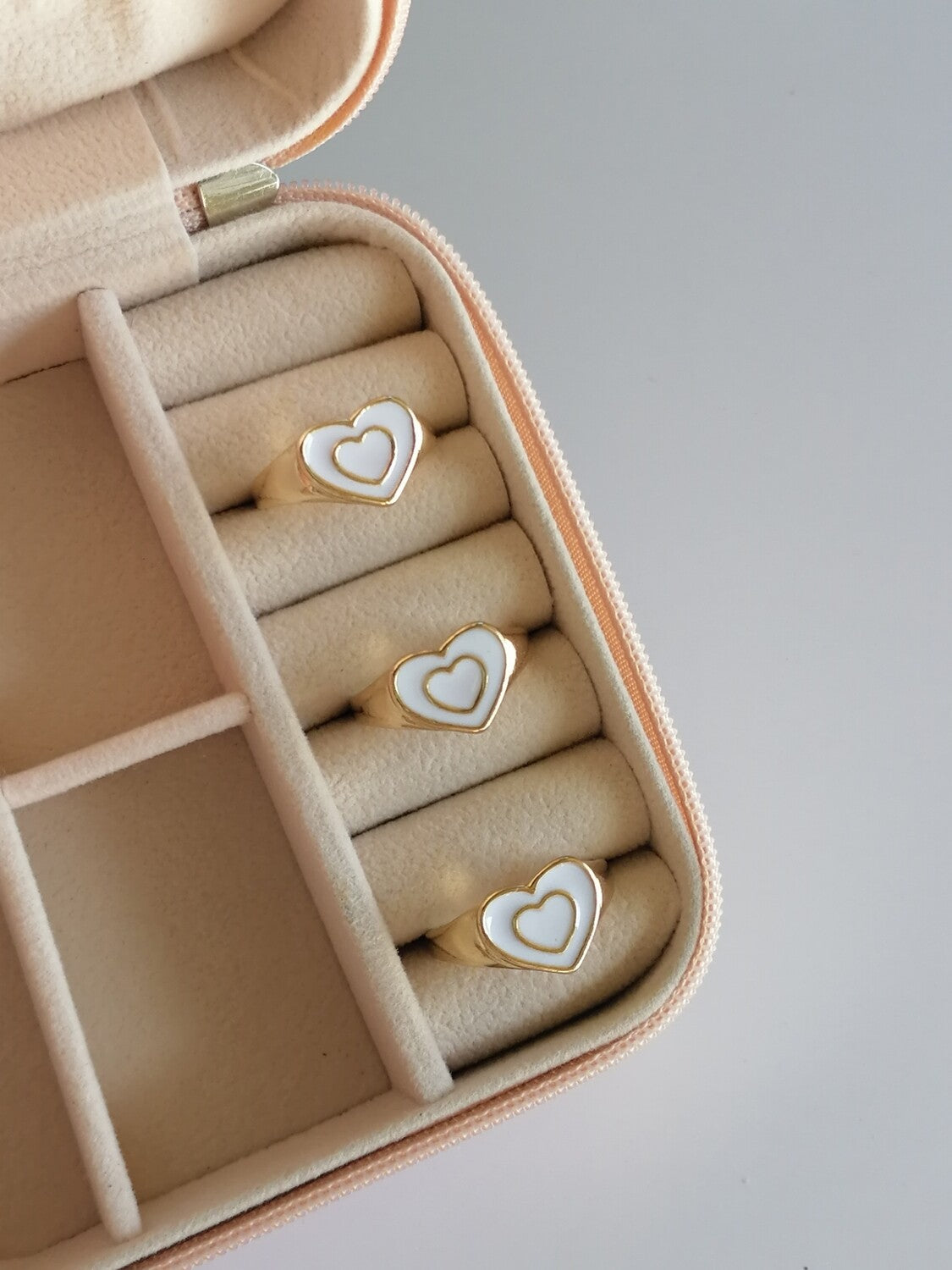 White Double Heart Ring