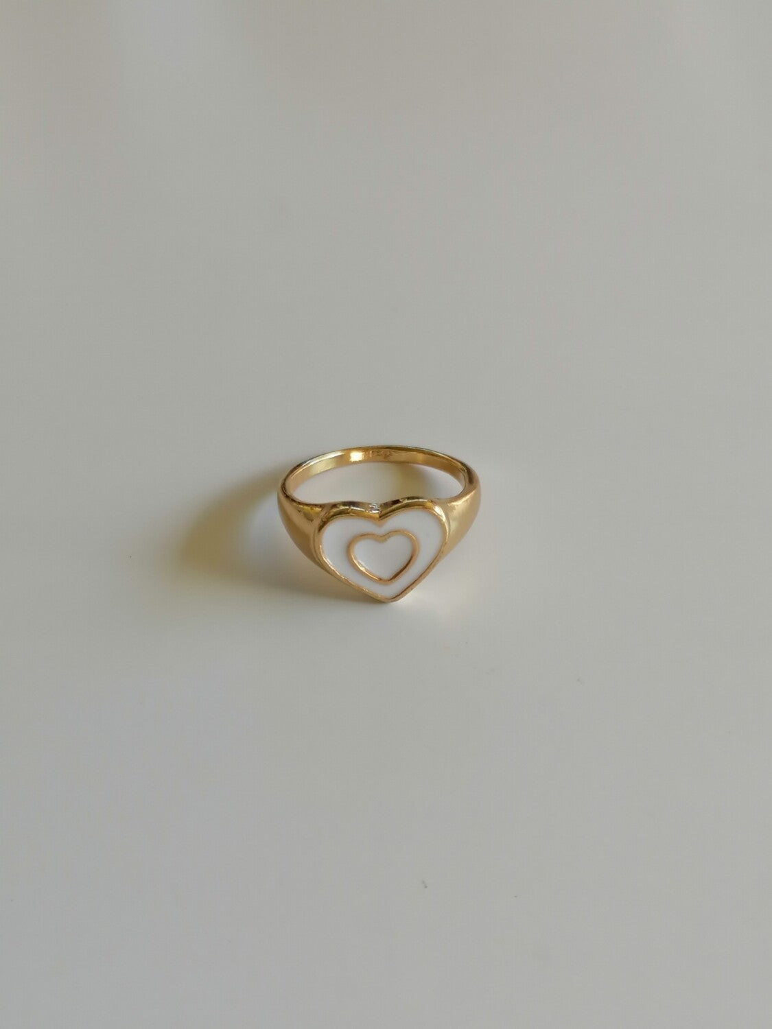 White Double Heart Ring