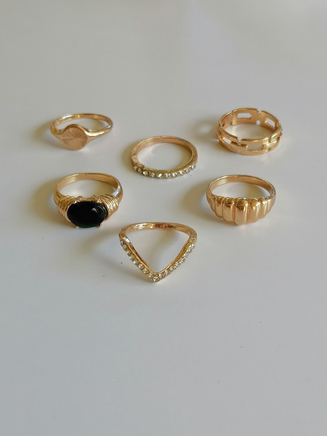 6pcs Black & Gold Ring Stack