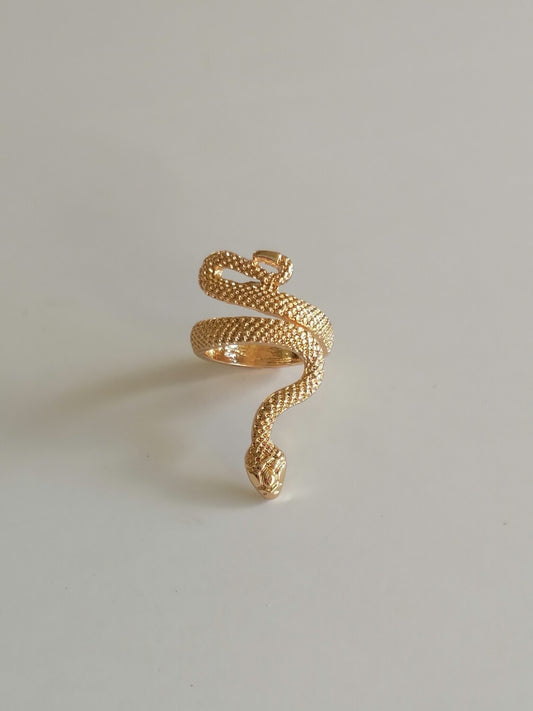 Serpent's Embrace Gold Cuff Ring