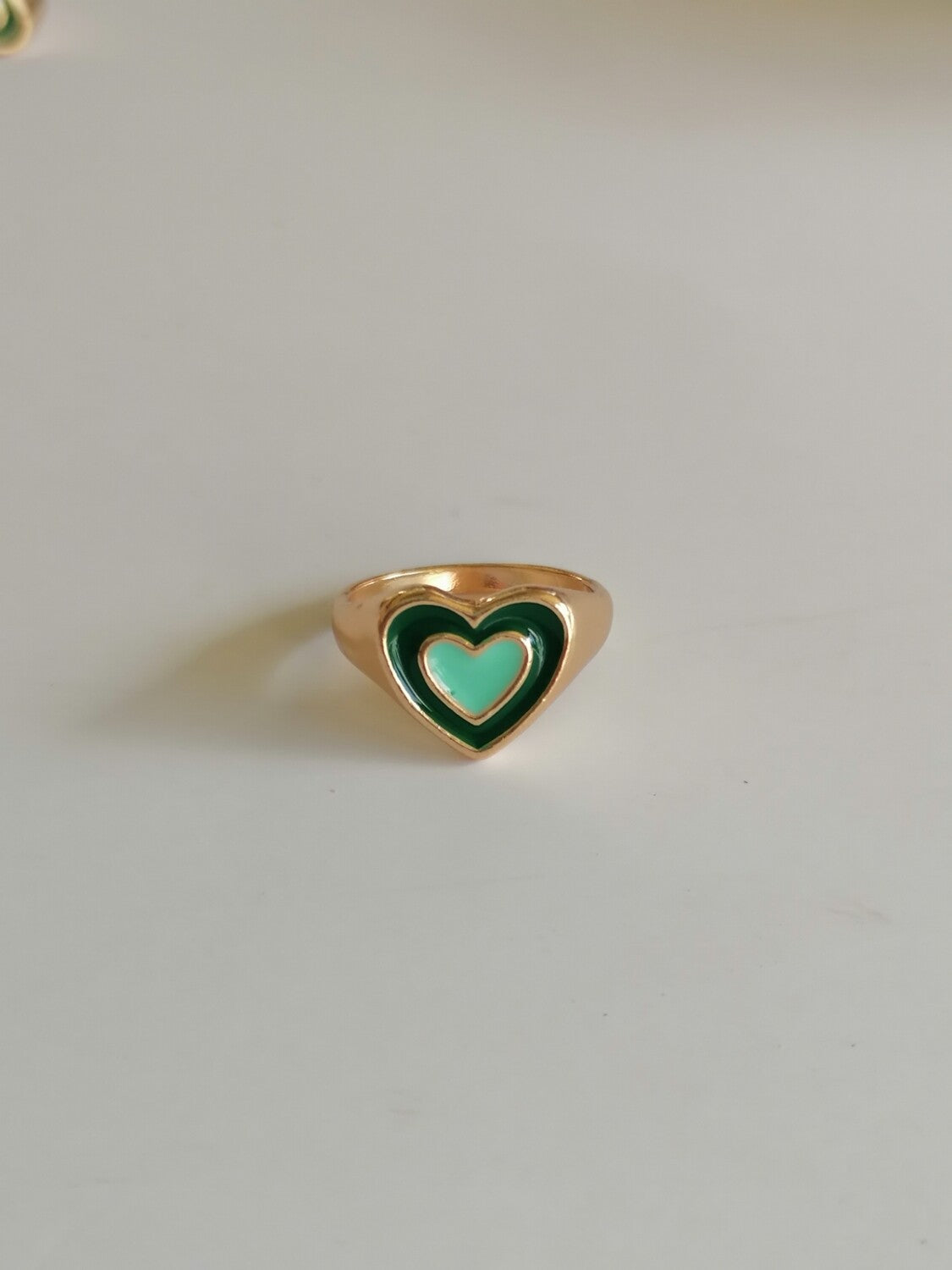 Twin Hearts of Green Ring