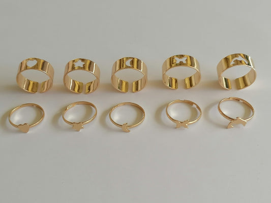 Couple Pendant Rings - Gold