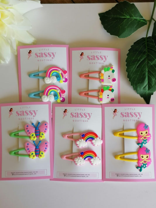 Cartoon Snap Hair Clips- 2pcs