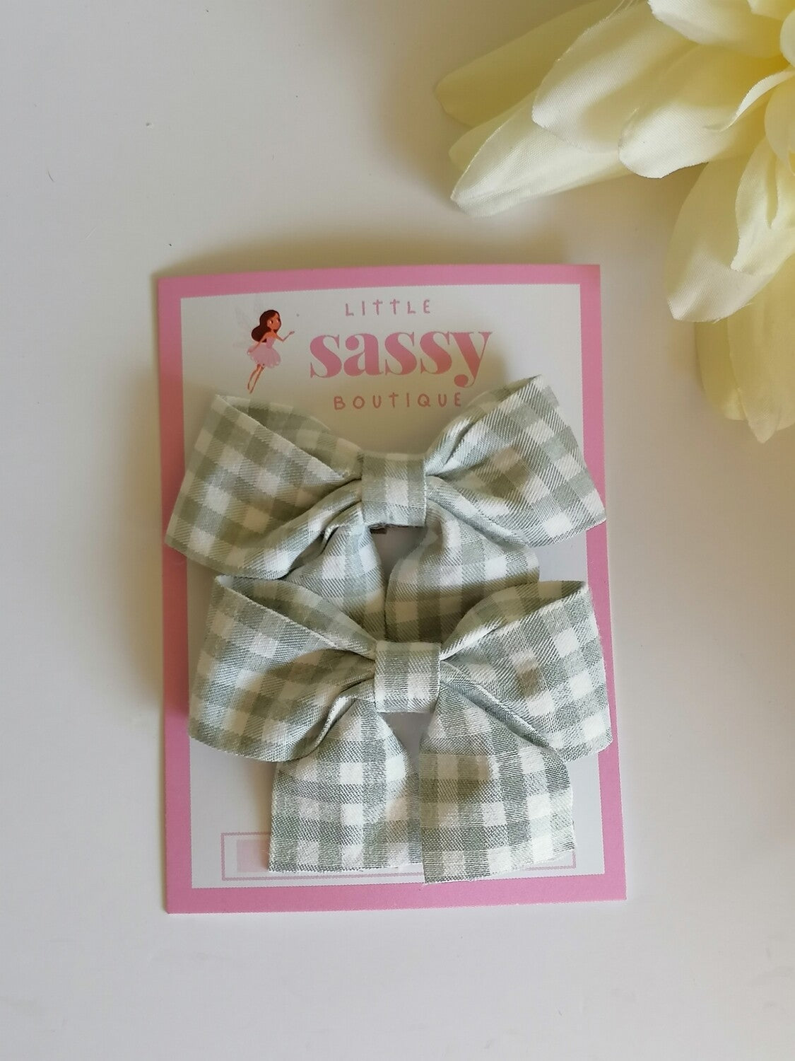 Plaid Bow Hair Clips- 2pcs