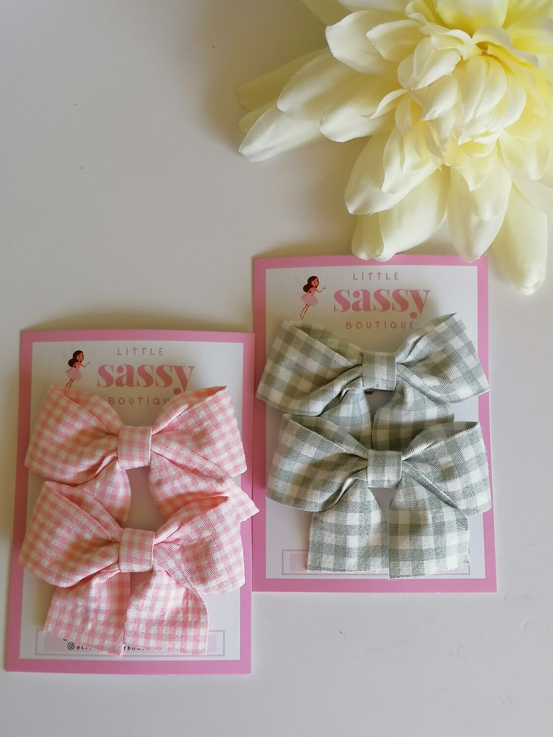 Plaid Bow Hair Clips- 2pcs