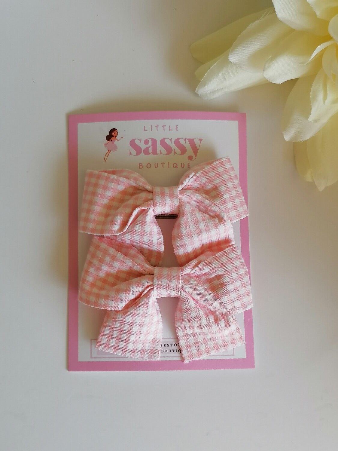 Plaid Bow Hair Clips- 2pcs