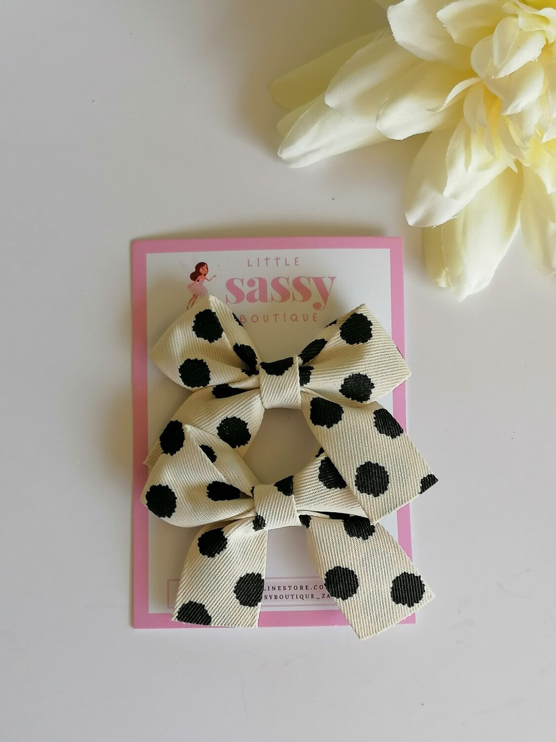 Polka Dot Bow Hair Clips - 2pcs