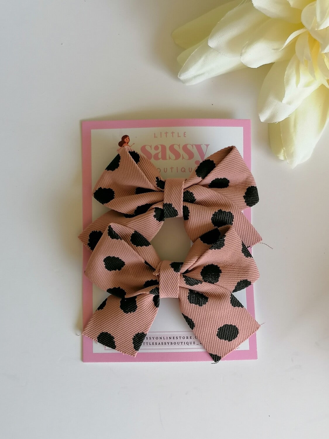 Polka Dot Bow Hair Clips - 2pcs