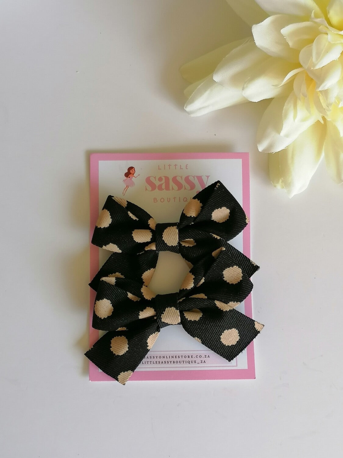 Polka Dot Bow Hair Clips - 2pcs