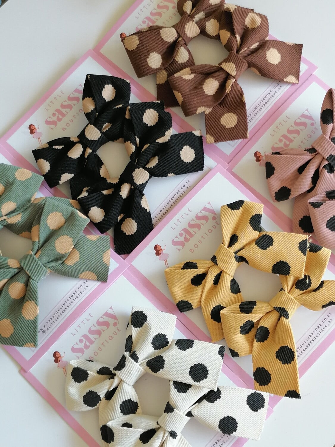 Polka Dot Bow Hair Clips - 2pcs