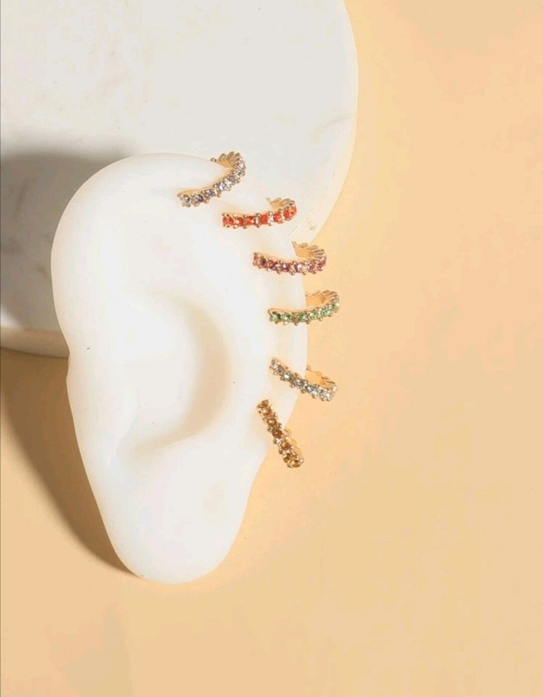 6pcs Colorful Rhinestone Ear Cuffs