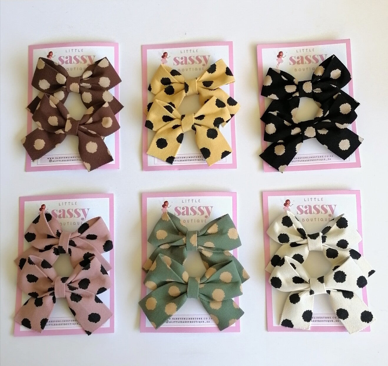 Polka Dot Bow Hair Clips - 2pcs