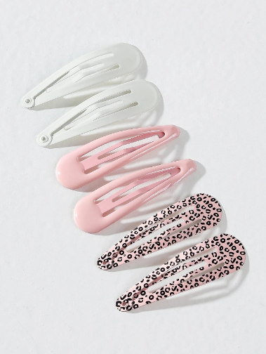 Pink Leopard Print Snap Clips -6pcs