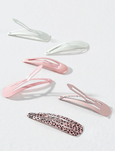 Pink Leopard Print Snap Clips -6pcs