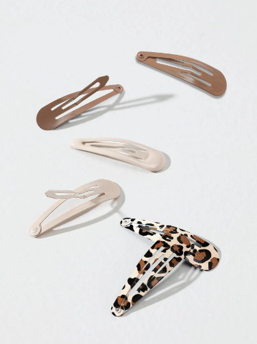 Brown Leopard Print Snap Clips - 6pcs