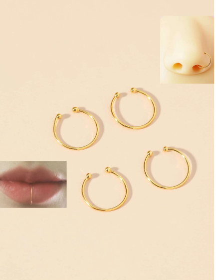 Gold Polished Nose / Lip Cuff 2 pcs