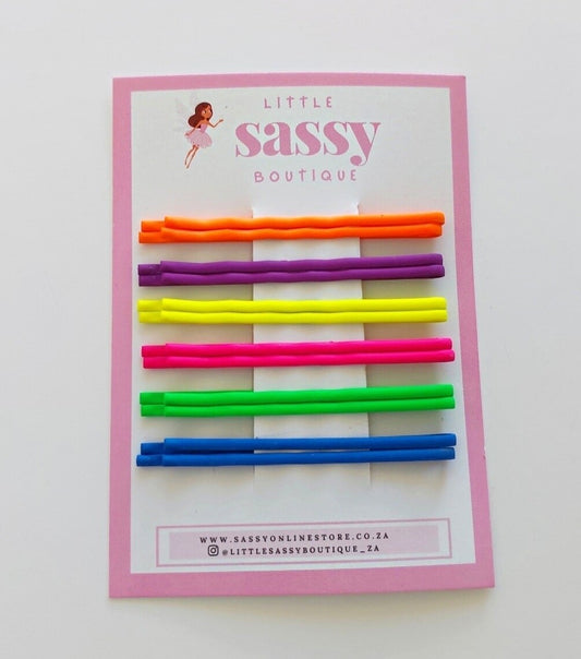 Funky Neon Bobby Pins 12 pcs Set