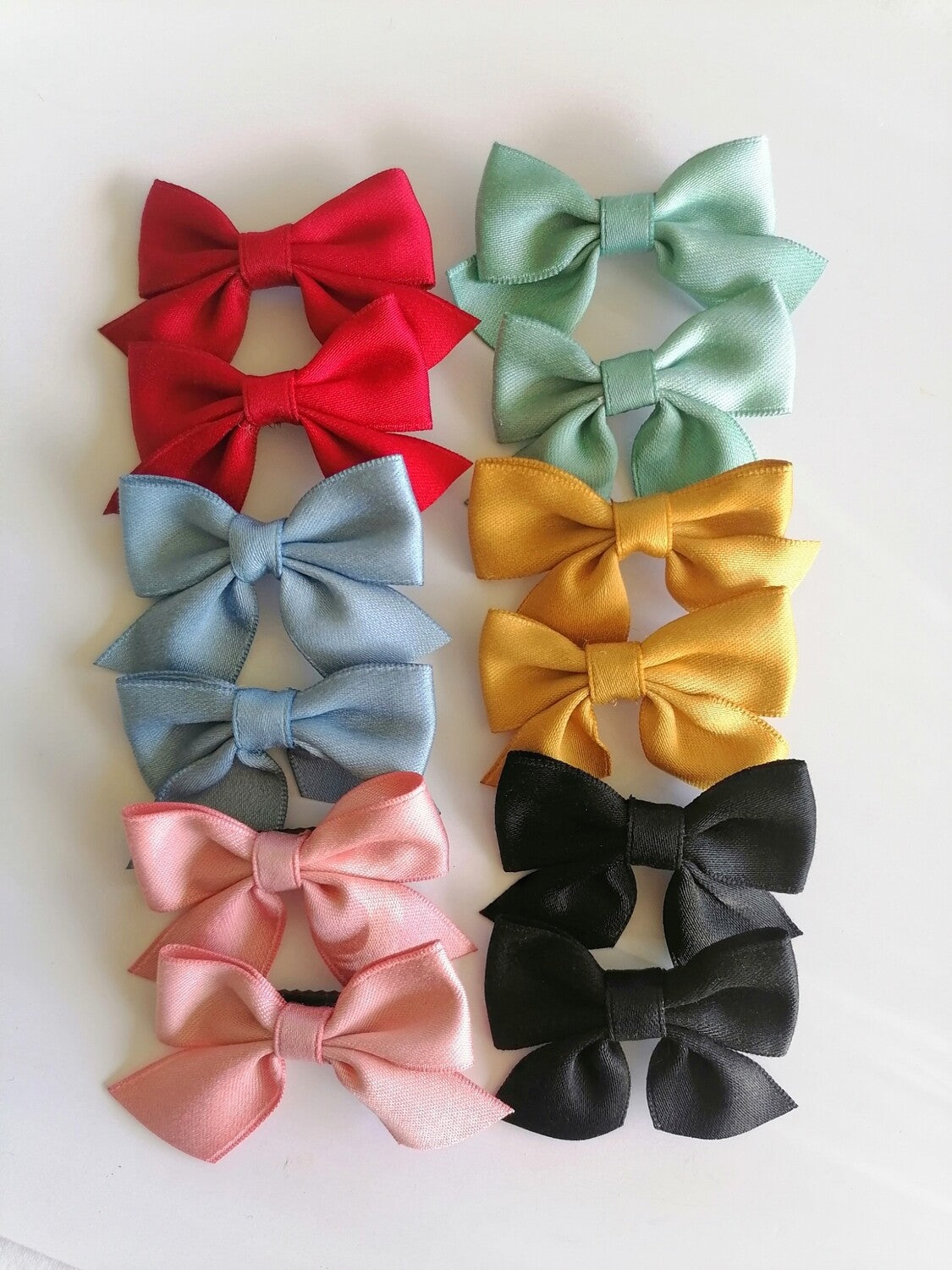 Satin Mini Bow Clips 2pcs