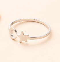 Dainty Moon & Star Cuff Ring