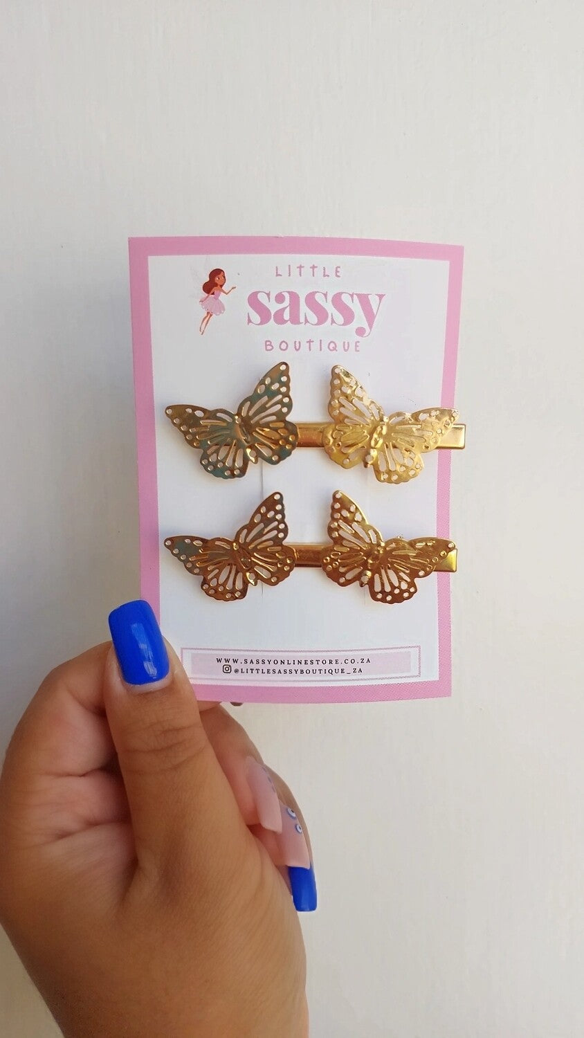 Gold Butterfly Alligator Clips