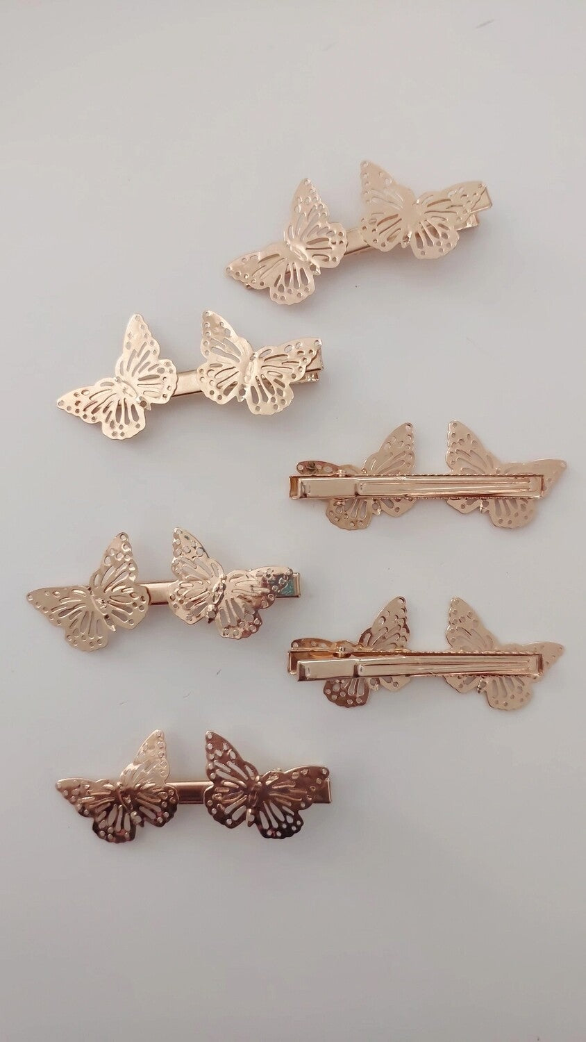 Gold Butterfly Alligator Clips