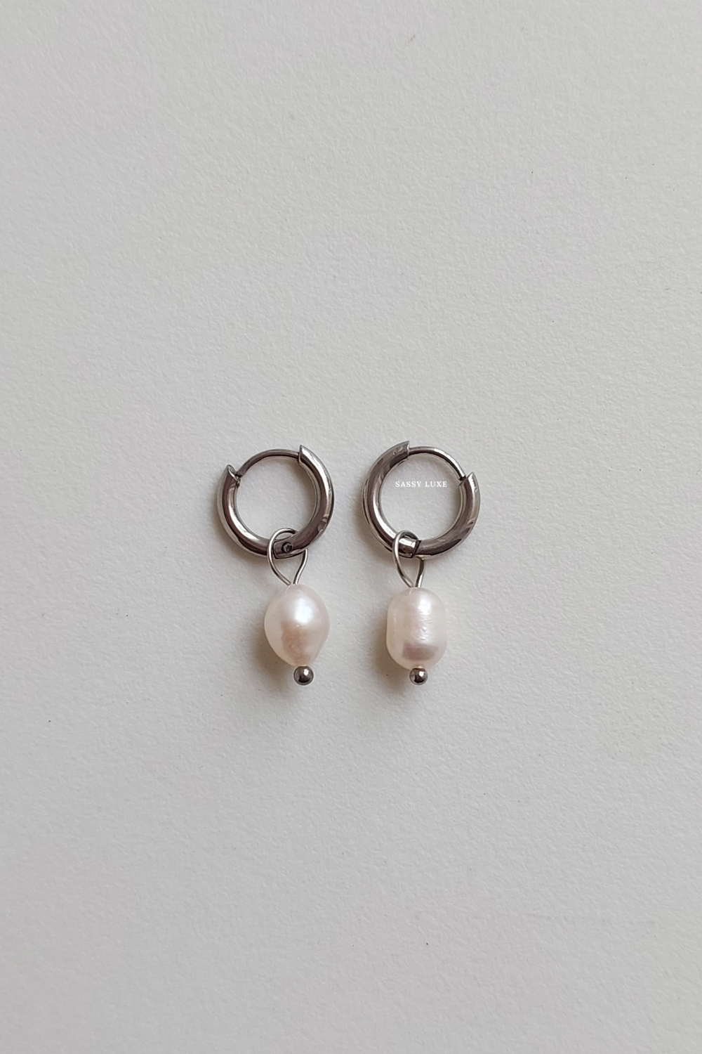 Mini Pearl Hoops - Silver