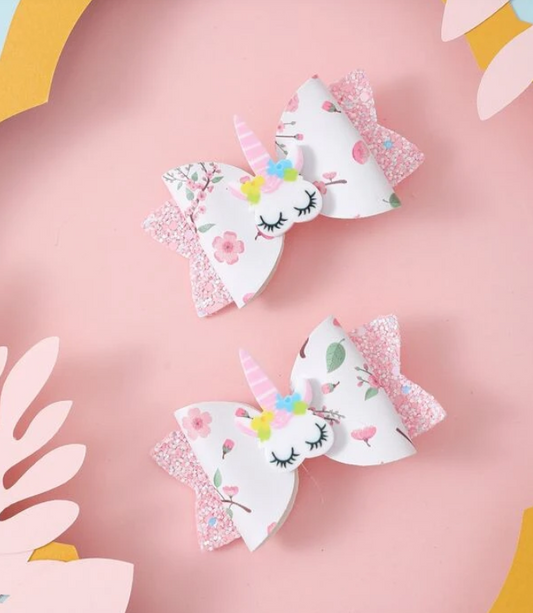 Cherry Blossom Unicorn Hair Clips