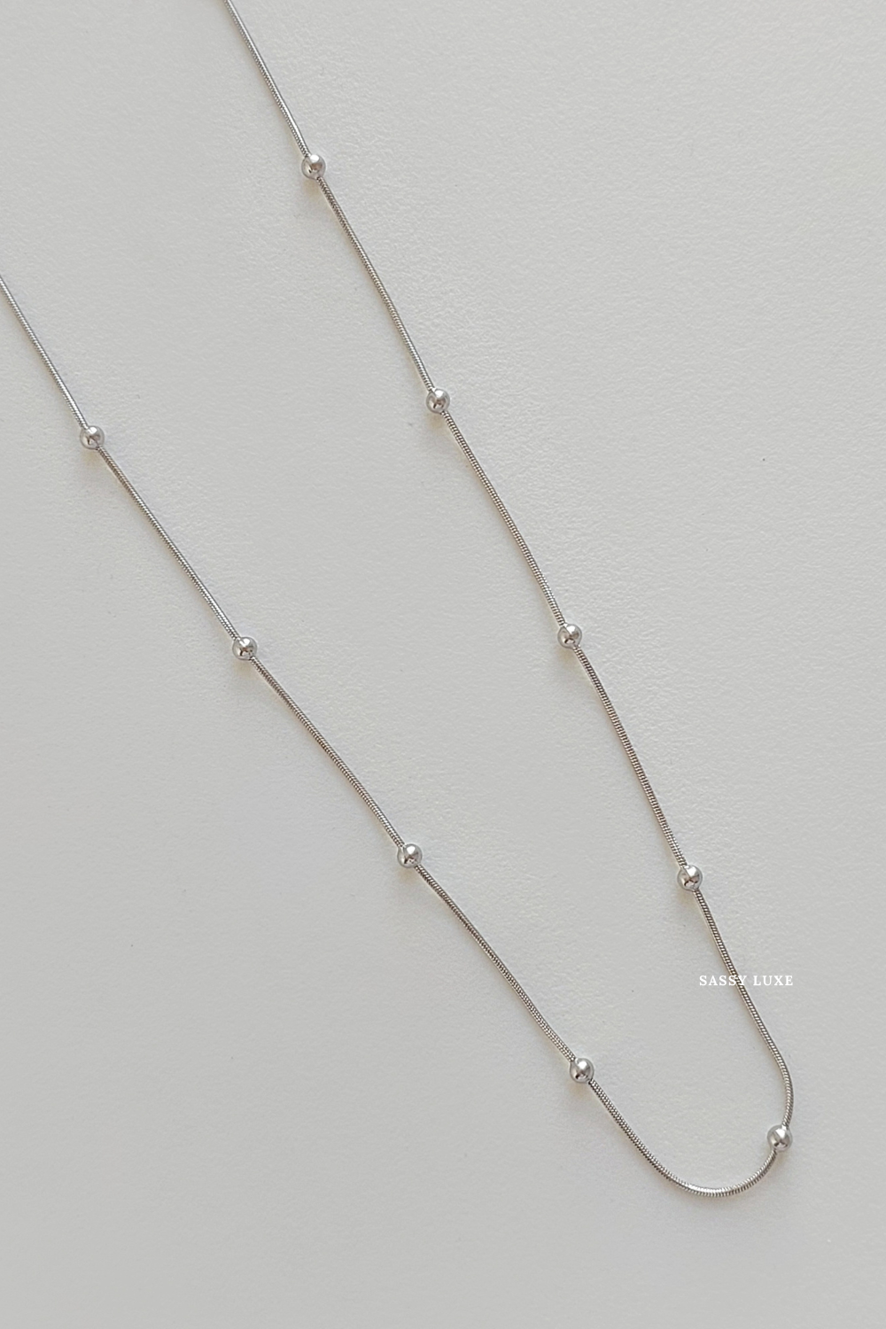 Slim Silver Bead Necklace