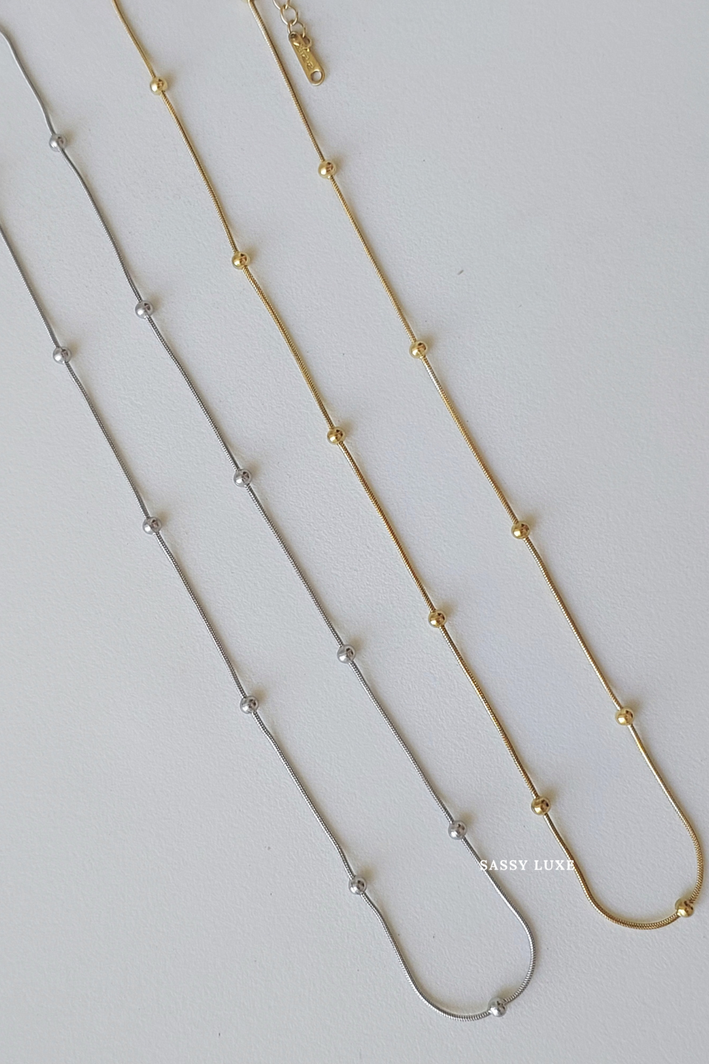 Slim Silver Bead Necklace