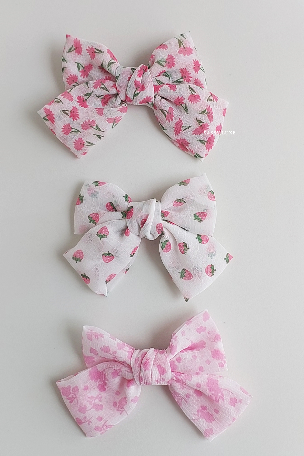 Spring Bow Hair Clip 3pcs Pink or Blue